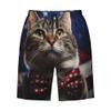 URVIP Men's US-Flag Animal Printed Shorts Athletic Casual Hawaiian Shorts Quick Dry Drawstring Beach Shorts Cat-12 XXXL view 1
