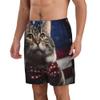 URVIP Men's US-Flag Animal Printed Shorts Athletic Casual Hawaiian Shorts Quick Dry Drawstring Beach Shorts Cat-12 XXXL view 3
