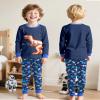 Fiodrimy Boys Pajamas 2 Pieces Pajama Set for Boy Dinosuar Long Set Sleepwear Soft & Cute for Kids 3-8 Years Blue view 2