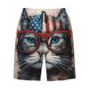 URVIP Men's US-Flag Animal Printed Shorts Athletic Casual Hawaiian Shorts Quick Dry Drawstring Beach Shorts Cat-08 XXXL view 1