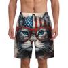 URVIP Men's US-Flag Animal Printed Shorts Athletic Casual Hawaiian Shorts Quick Dry Drawstring Beach Shorts Cat-08 XXXL view 2