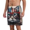 URVIP Men's US-Flag Animal Printed Shorts Athletic Casual Hawaiian Shorts Quick Dry Drawstring Beach Shorts Cat-08 XXXL view 3