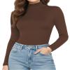 YOGINGO Women's Long Sleeve Turtleneck Top Slim Fit Lightweight Soft Stretch Thermal Base Layer Shirt Mock Neck Layering Tee Fall Winter Casual view 1