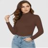 YOGINGO Women's Long Sleeve Turtleneck Top Slim Fit Lightweight Soft Stretch Thermal Base Layer Shirt Mock Neck Layering Tee Fall Winter Casual view 2