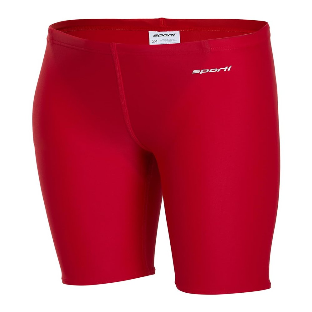 Sporti Boys' Athletic Swim Jammers, Solid Compression - Red - 22