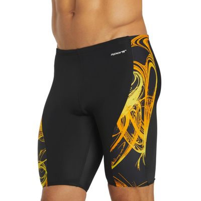 Sporti Boys' Athletic Swim Jammers, Light Wave Splice - Black/Gold - 22