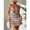 HANMAX Crochet Coverups for Women Beach Swimsuit Cover Up Crochet Bikini Coverups Summer Swimwear Dress Khaki view 2