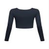Long Sleeve Crop Tops for Women Workout Basic Clothes for Teen Ladies Fitted Slim Scoop Neck Cute Yoga Shirts (Navy Blue, X-Large) view 3