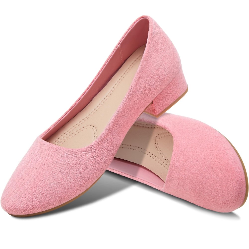 AISFAES Women Pumps Low Chunky Rounded Toe Heels Healed Dress Pumps Elegant Wedges Working Shoes(Pink,US5)