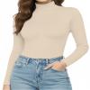 YOGINGO Women's Long Sleeve Turtleneck Top Slim Fit Lightweight Soft Stretch Thermal Base Layer Shirt Mock Neck Layering Tee Fall Winter Casual view 1