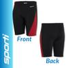 Sporti Boys Swim Jammer Swimsuit  HydroLast Splice Athletic Swimming Shorts, Chlorine-Resistant 4-Way Stretch, UPF 50+, Drawstring, Youth Competitive Team Suit - Black/Maroon - 24 view 4