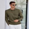 COOFANDY Mens Knit Polo Shirt Button Down Long Sleeve Slim Fit Casual Business Sweater Pullover Army Green view 2