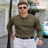 COOFANDY Mens Knit Polo Shirt Button Down Long Sleeve Slim Fit Casual Business Sweater Pullover Army Green view 3