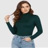 YOGINGO Women's Long Sleeve Turtleneck Top Slim Fit Lightweight Soft Stretch Thermal Base Layer Shirt Mock Neck Layering Tee Fall Winter Casual view 2