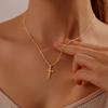 Luxval Cross Necklace for Women Dainty Gold Necklace 14K Gold Plated Cross Pendant Necklace Simple Gold Cross Necklaces for Women Trendy Gold Jewelry Gifts for Women view 2