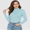 YOGINGO Women's Long Sleeve Turtleneck Top Slim Fit Lightweight Soft Stretch Thermal Base Layer Shirt Mock Neck Layering Tee Fall Winter Casual view 2