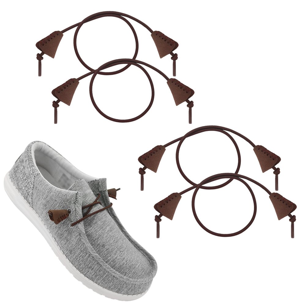 UamGlsob 2Pairs Elastic Shoelaces for Hey Dude Shoes, No Tie Bungee Stretchy Shoe Laces, Strings Replacement Stretch Laces (Brown, 16"/40cm)
