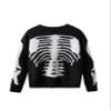 SHENHE Boy's Graphic Skeleton Print Button Down V Neck Long Sleeve Halloween Cardigan Black and White 11-12Y view 2