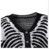 SHENHE Boy's Graphic Skeleton Print Button Down V Neck Long Sleeve Halloween Cardigan Black and White 11-12Y view 4