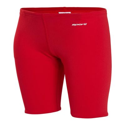 Sporti Boys' Swim Jammers, HydroLast Chlorine-Resistant Jammer Swimsuit, 4-Way Stretch UPF50+, Flatlock No-Chafe Seams, Drawstring Fit, Durable Racing Shorts for Youth Training - Red - 24