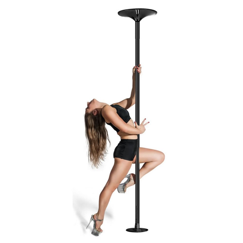 Dance Pole Portable Dancing Pole Black Dancing Pole Kit, Spinning Static Portable Pole Dance Pole for Home Apartment Flat Bedroom, Stripper Pole Heavy Duty Adjustable Height(2.23m-3.77m/7.3ft-12.4ft)