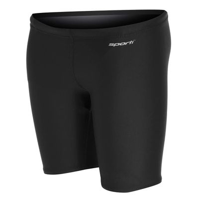 Sporti Boys' Swim Jammers Compression Jammer Swimsuit, Chlorine-Resistant Lycra Xtra Life, UPF 50+ Long-Lasting Athletic Swimming Shorts, Flatlock Seams & Drawstring for Training - Black - 24