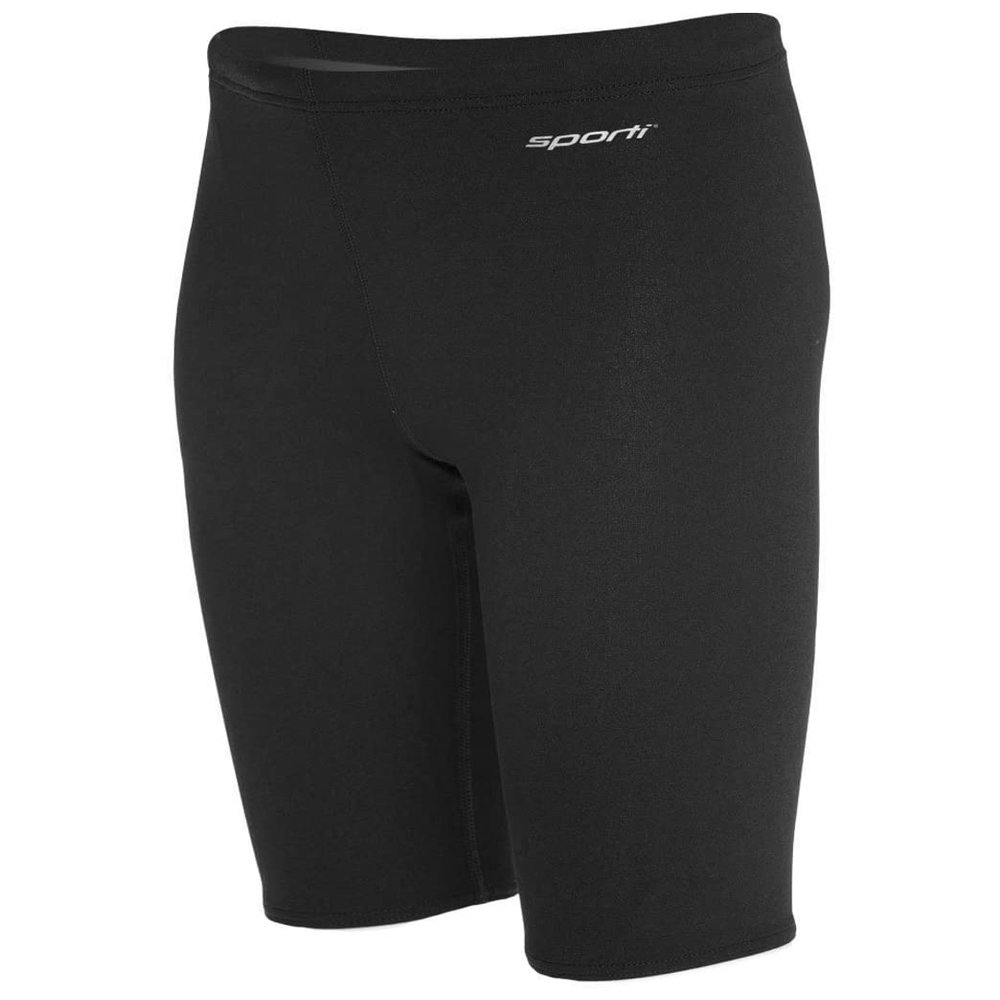 Sporti Boys' Swim Jammers, HydroLast Chlorine-Resistant Jammer Swimsuit, 4-Way Stretch UPF50+, Flatlock No-Chafe Seams, Drawstring Fit, Durable Racing Shorts for Youth Training - Black - 22