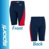 Sporti Boys Swim Jammer Swimsuit  HydroLast Splice Athletic Swimming Shorts, Chlorine-Resistant 4-Way Stretch, UPF 50+, Drawstring, Youth Competitive Team Suit - Navy/Red - 22 view 4