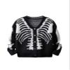 SHENHE Boy's Graphic Skeleton Print Button Down V Neck Long Sleeve Halloween Cardigan Black and White 9Y view 1