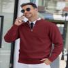 COOFANDY Mens 1/4 Zip Pullover Long Sleeve Slim Fit Sweaters Casual Dress Sweaters Polo Sweater Wine Red Medium view 2