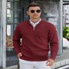 COOFANDY Mens 1/4 Zip Pullover Long Sleeve Slim Fit Sweaters Casual Dress Sweaters Polo Sweater Wine Red Medium view 3
