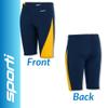 Sporti Boys Swim Jammer Swimsuit  HydroLast Splice Athletic Swimming Shorts, Chlorine-Resistant 4-Way Stretch, UPF 50+, Drawstring, Youth Competitive Team Suit - Navy/Gold - 22 view 4