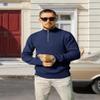 COOFANDY Mens Zipper Sweater Slim Fit Casual Dress Sweaters Pullovers Long Sleeve Golf Sweater Navy Blue X-Large view 4