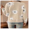 SHENHE Women's Floral Cardigan Sweater Open Front Long Sleeve Button Down Knit Sweater Outerwear Light Khaki X-Large view 2