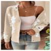 SHENHE Women's Floral Cardigan Sweater Open Front Long Sleeve Button Down Knit Sweater Outerwear Light Khaki X-Large view 3
