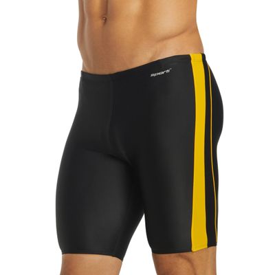Sporti Boys' Swim Jammers - Athletic Jammer Swimsuit with Lycra Xtra Life, Durable Chlorine Resistant Fabric, Comfortable Fit, UPF 50+ for Training & Competition - Black/Gold - 24