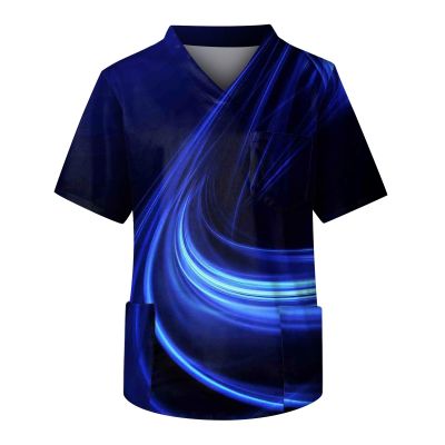 RTRDE Casual Shirts for Men, Graphic Tees Casual Work Tshirts with Pockets Man T Shirt Tee Mens Scrub Tops (4XL, Blue)