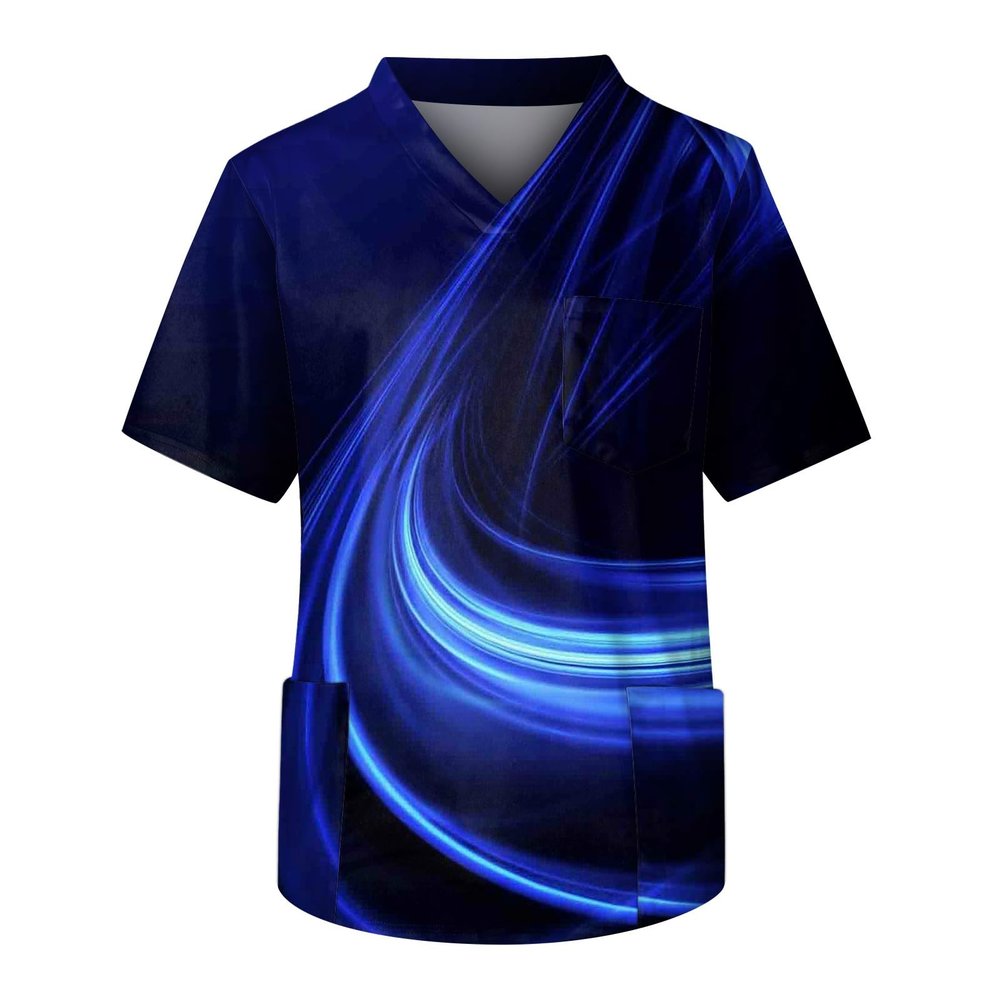 RTRDE Casual Shirts for Men, Graphic Tees Casual Work Tshirts with Pockets Man T Shirt Tee Mens Scrub Tops (4XL, Blue)