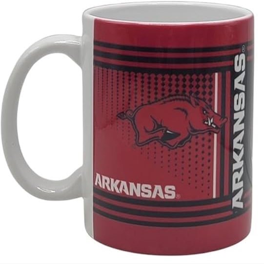 Boelter Brands NCAA 11oz Sublimated Mug Featuring College Logo and Mascot Hero (Arkansas Razorbacks White), 11oz-Hero-Sub