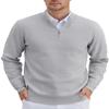 COOFANDY Mens Half Zip Sweaters Slim Fit Long Sleeve Texture Knitted Pullover Sweaters with Zipper Light Gray XX-Large view 1