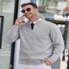 COOFANDY Mens Half Zip Sweaters Slim Fit Long Sleeve Texture Knitted Pullover Sweaters with Zipper Light Gray XX-Large view 2