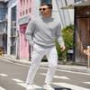 COOFANDY Mens Half Zip Sweaters Slim Fit Long Sleeve Texture Knitted Pullover Sweaters with Zipper Light Gray XX-Large view 4