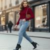 YOGINGO Women's Long Sleeve Turtleneck Top Slim Fit Lightweight Soft Stretch Thermal Base Layer Shirt Mock Neck Layering Tee Fall Winter Casual view 3