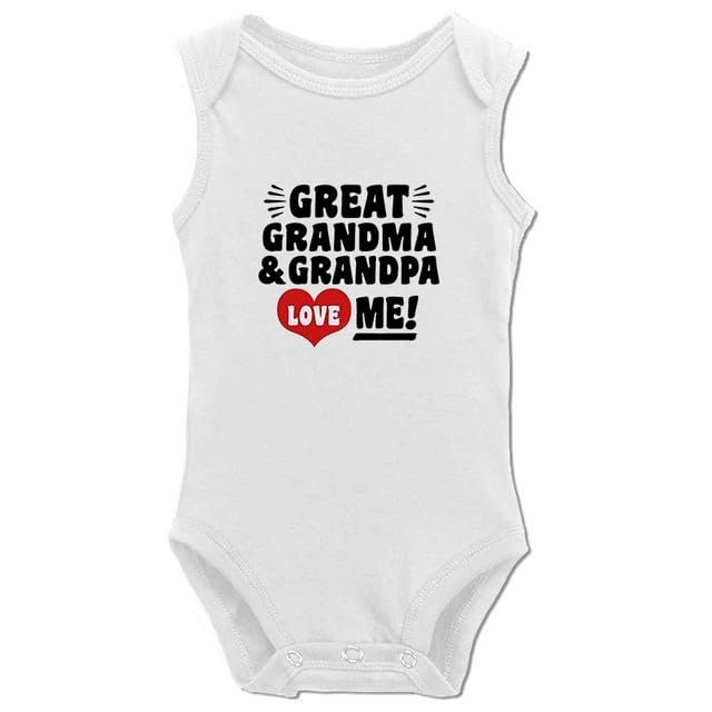 Toddler Baby Clothing Great Grandma & Grandpa Love Me Sleeveless Rompers