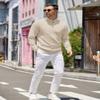 COOFANDY Mens Quarter Zip Sweater Ribbed Knit V Neck Slim Fit Dress Sweater for Fall Winter Khaki Small view 2