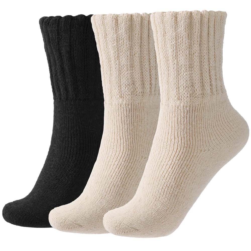 coclothy Socks for Women/Mens - 3 Pairs Winter Socks Cold Weather Thick Cozy Knit Warm Womens Sock, Black+Beige+Beige