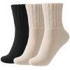 coclothy Socks for Women/Mens - 3 Pairs Winter Socks Cold Weather Thick Cozy Knit Warm Womens Sock, Black+Beige+Beige view 1