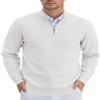 COOFANDY Mens 1/4 Zip Pullover Long Sleeve Slim Fit Sweaters Casual Dress Sweaters Polo Sweater White Medium view 1