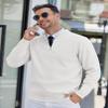 COOFANDY Mens 1/4 Zip Pullover Long Sleeve Slim Fit Sweaters Casual Dress Sweaters Polo Sweater White Medium view 2