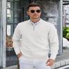 COOFANDY Mens 1/4 Zip Pullover Long Sleeve Slim Fit Sweaters Casual Dress Sweaters Polo Sweater White Medium view 3